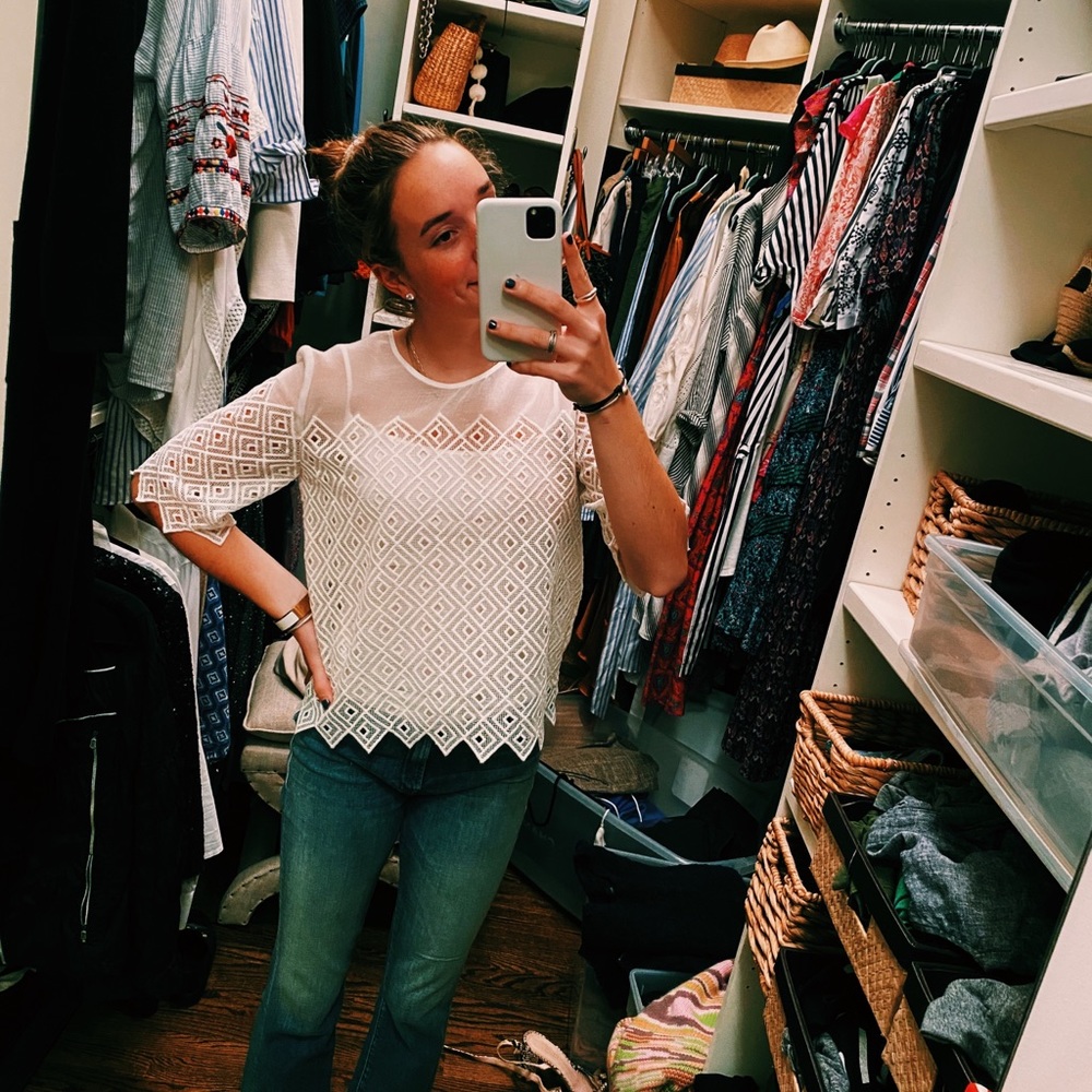 Sandro white sheer top